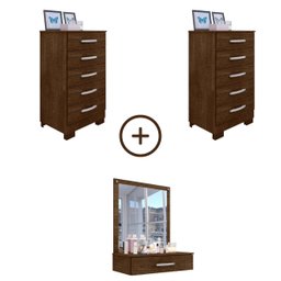 Penteadeira Camarim Moderna Modulada 11 Gavetas com Espelho:malbec - 5