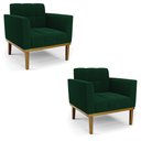 Ver imagem 1 de Poltrona Sala Base Madeira Fixa Castanho Kit 2 Elisa Bouclê D03 - D'Rossi Cor Verde