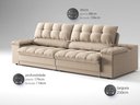 Ver imagem 3 de Sofá com Porta Copos e Carregador Usb Ret Rec Luke 2,30m Linho Soft Bege - Netsofas