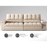 Sofá com Porta Copos e Carregador Usb Ret Rec Luke 2,30m Linho Soft Bege - Netsofas - 3