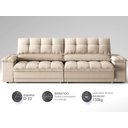 Ver imagem 4 de Sofá com Porta Copos e Carregador Usb Ret Rec Luke 2,30m Linho Soft Bege - Netsofas