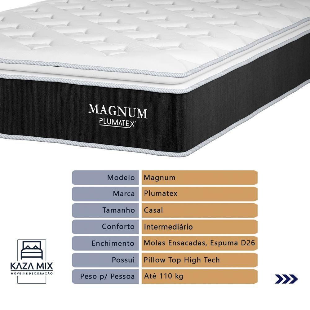 Cama Box Baú Bege e Colchão Magnum Molas Ensacadas Casal Plumatex MadeiraMadeira