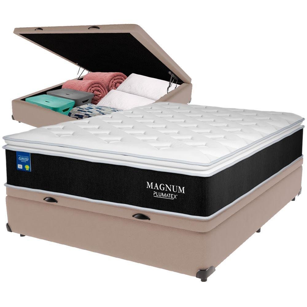 Cama Box Ba Bege E Colch O Magnum Molas Ensacadas Casal Plumatex Madeiramadeira