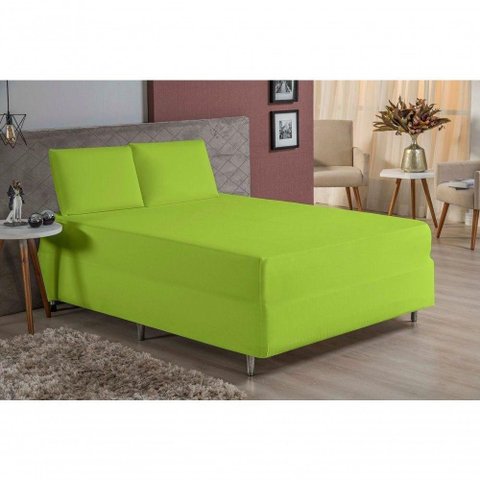 Jogo de Cama King Nobre 3 Peças Luva de Box 55cm de Altura Malha 100% Algodão - Pistache