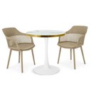 Ver imagem 1 de Conjunto Mesa de Jantar Redonda Majestic 70cm Branca com 2 Cadeiras Estofadas Marcela - Nude Escuro
