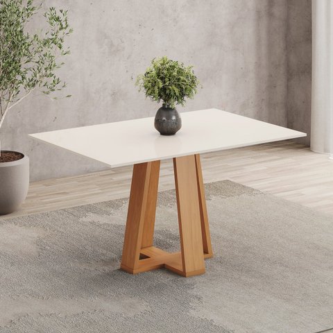 Mesa de Jantar 4 Lugares 120cm Tampo MDF Canto Reto Lisa