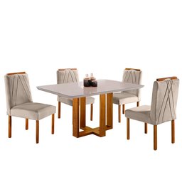 Conjunto Sala de Jantar em Madeira Maciça Lisy 4 Lugares Mesa e Cadeiras Móveis Mix - 2