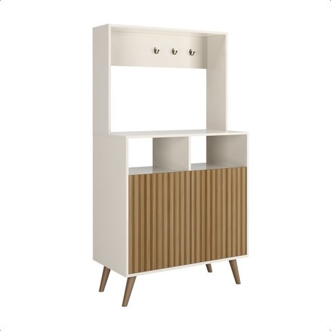 Cantinho do Café com 2 Portas - Aparador Buffet Multiuso:off White/freijo