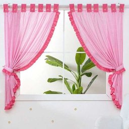 Cortina Infantil Candy 2,00m x 1,60m alt. Tecido 100% Algodão - Rosa - 1
