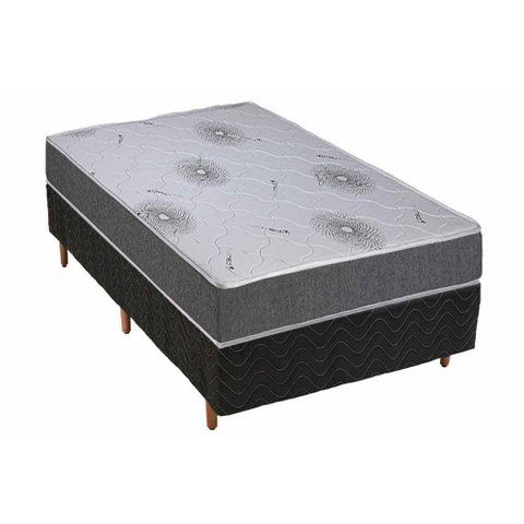 Cama Box Solteiro: Colchão Espuma D33 Polar Pérola Premium + Base CRC Rústico Black(88x188)