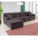 Ver imagem 5 de Sofá Orlando 3.45x1.90m com Chaise, Retrátil e Reclinável - Marrom