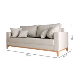 Sofá 3 Lugares Beny Base de Madeira Linho Mm Estofados Linho Cru - 5