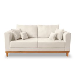 Sofá 3 Lugares Beny Base de Madeira Linho Mm Estofados Linho Cru - 6