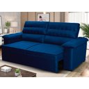 Ver imagem 1 de Sofá Retrátil Reclinável 2 Lugares com Molas 1,80m Quantum Suede Velut Azul - King House