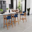 Ver imagem 2 de Kit 03 Banquetas Alta Cozinha Bancada Bar Sala de Jantar Fixa Cecília L02 Suede Azul Marinho - Lyam 