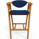Ver imagem 6 de Kit 03 Banquetas Alta Cozinha Bancada Bar Sala de Jantar Fixa Cecília L02 Suede Azul Marinho - Lyam 