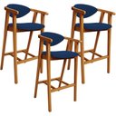 Ver imagem 1 de Kit 03 Banquetas Alta Cozinha Bancada Bar Sala de Jantar Fixa Cecília L02 Suede Azul Marinho - Lyam