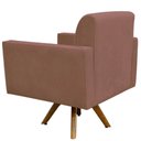 Ver imagem 4 de Poltrona Giratória Base de Madeira Suede Rosê
