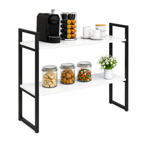 Aparador Industrial Buffet Mesa Prateleira Cantinho do Cafe 80x90 Luxo Sala Bufet Preto Branco