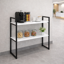 Ver imagem 2 de Aparador Industrial Buffet Mesa Prateleira Cantinho do Cafe 80x90 Luxo Sala Bufet Preto Branco