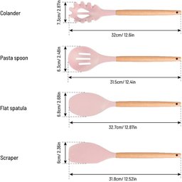 Kit Utensílios de Silicone e Cabo em Madeira Premium 19 Pçs:rosa - 8