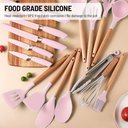 Ver imagem 4 de Kit Utensílios de Silicone e Cabo em Madeira Premium 19 Pçs:rosa