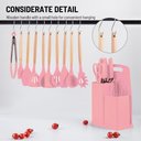 Ver imagem 5 de Kit Utensílios de Silicone e Cabo em Madeira Premium 19 Pçs:rosa
