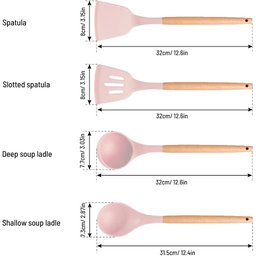 Kit Utensílios de Silicone e Cabo em Madeira Premium 19 Pçs:rosa - 10