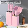 Kit Utensílios de Silicone e Cabo em Madeira Premium 19 Pçs:rosa - 2