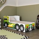 Ver imagem 2 de Cama Caminhão Solteiro Infantil Juvenil com Cabeceira Peseira Estampadas para Quarto Menino - Verde
