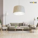Ver imagem 3 de Lustre Pendente Cone Md-4156 Cúpula em Tecido 30/45x40cm Rustico Bege - Bivolt