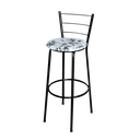 Ver imagem 1 de Banqueta Alta Para Cozinha Epoxi Preta Estofado Floral  Floral 