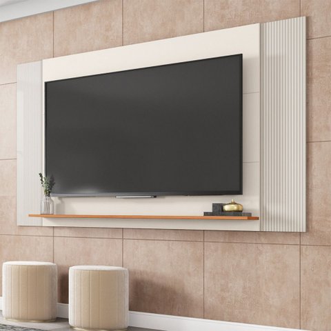 Painel Extensível 180cm Átomo Tv até 65 Polegadas Prateleira Offwhite/freijo G11 Gran Belo