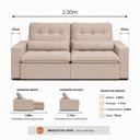 Ver imagem 5 de Sofá Premium Veludo Bege Retrátil e Reclinável 2,30m Molas Ensacadas Máximo