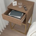 Ver imagem 7 de Mesa de Cabeceira com Nicho e Gaveta Base em Aço Estilo Industrial Quarto Freijó/Dourado Lh Móveis
