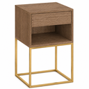 Ver imagem 4 de Mesa de Cabeceira com Nicho e Gaveta Base em Aço Estilo Industrial Quarto Freijó/Dourado Lh Móveis
