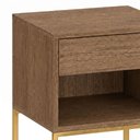 Ver imagem 5 de Mesa de Cabeceira com Nicho e Gaveta Base em Aço Estilo Industrial Quarto Freijó/Dourado Lh Móveis