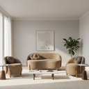 Ver imagem 1 de Kit 01 Sofá 2 Lugares + 02 Poltronas Orgânicos C/ Almofadas Curvo Sala Recepção Amsterdã Boucle Capp