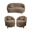 Ver imagem 2 de Kit 01 Sofá 2 Lugares + 02 Poltronas Orgânicos C/ Almofadas Curvo Sala Recepção Amsterdã Boucle Capp