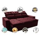 Ver imagem 3 de Sofá 3 Lugares Retrátil e Reclinável 2.00m Cama Inbox Smal com Bordado Pantográfico Suede Vinho