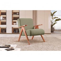 Poltrona Braço de Madeira Laguna Bouclé Verde 403 - 3
