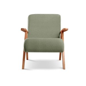 Poltrona Braço de Madeira Laguna Bouclé Verde 403