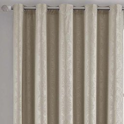 Cortina Iza Jacquard Estampado Floral 3,00x2,60m Sala Quarto Varão 3m - Bege - 2