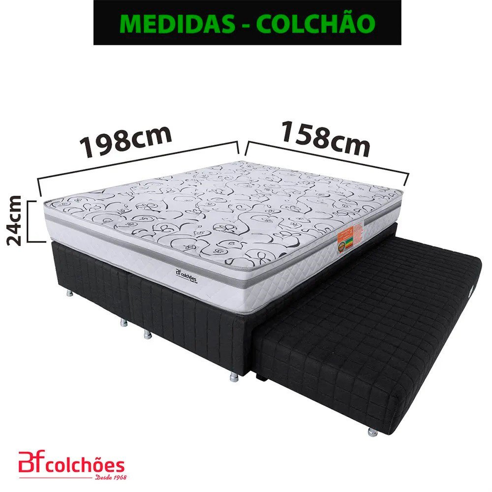 Cama Box Queen Ortopédica com Duas Camas Auxiliares 158x198cm Bf Colchões - 2