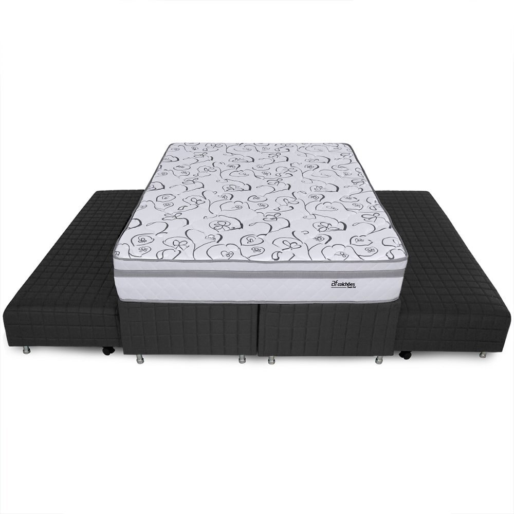 Cama Box Queen Ortopédica com Duas Camas Auxiliares 158x198cm Bf Colchões - 1