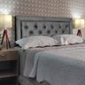 Cabeceira Cama Casal Capitone Luxor Suede Cinza 60 Rbl - 1