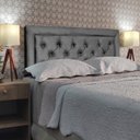 Ver imagem 1 de Cabeceira Cama Casal Capitone Luxor Suede Cinza 60 Rbl