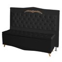 Ver imagem 1 de Kit de Cabeceira de Cama Box e Calçadeira Baú Helena Queen 160 Cm Retro Capitonê Suede Preto Eli