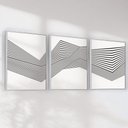 Ver imagem 3 de Quadro Decorativo Abstrato Linhas Kit 3 Quadros