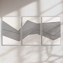 Ver imagem 1 de Quadro Decorativo Abstrato Linhas Kit 3 Quadros